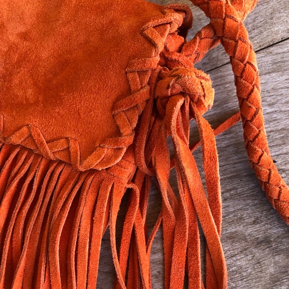 SOLD-RALPH LAUREN COLLECTION Fringed Orange Suede Western Cross Body Bag! RARE - Picture 6 of 8